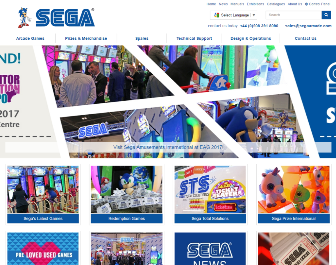 Website Design for Sega Arcade